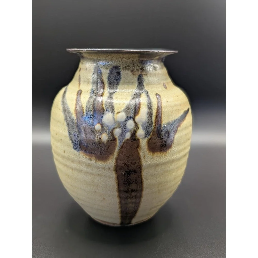 William Bill Creitz Vintage Art Pottery Vase Oregon Studio Signed 1970s Pottery
